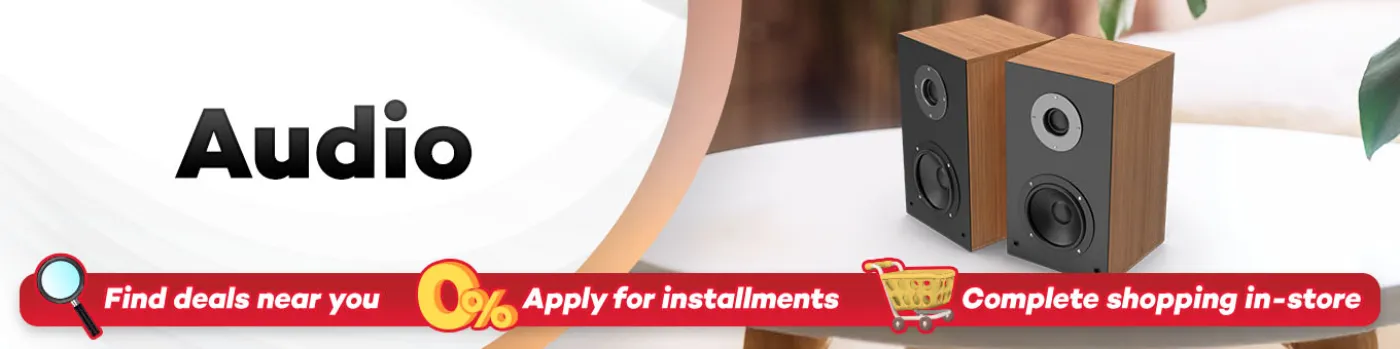 Banner showing audio category at shoppingmall