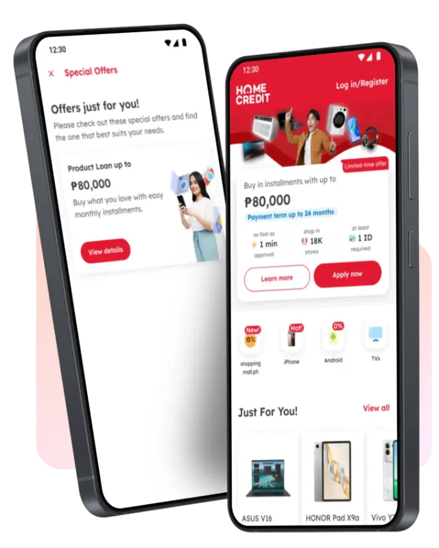 phone showing the home credit app